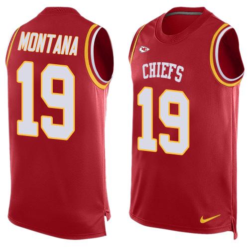 Nike Chiefs #19 Joe Montana Red Team Color Men's Stitched NFL Limited Tank Top Jersey - Click Image to Close